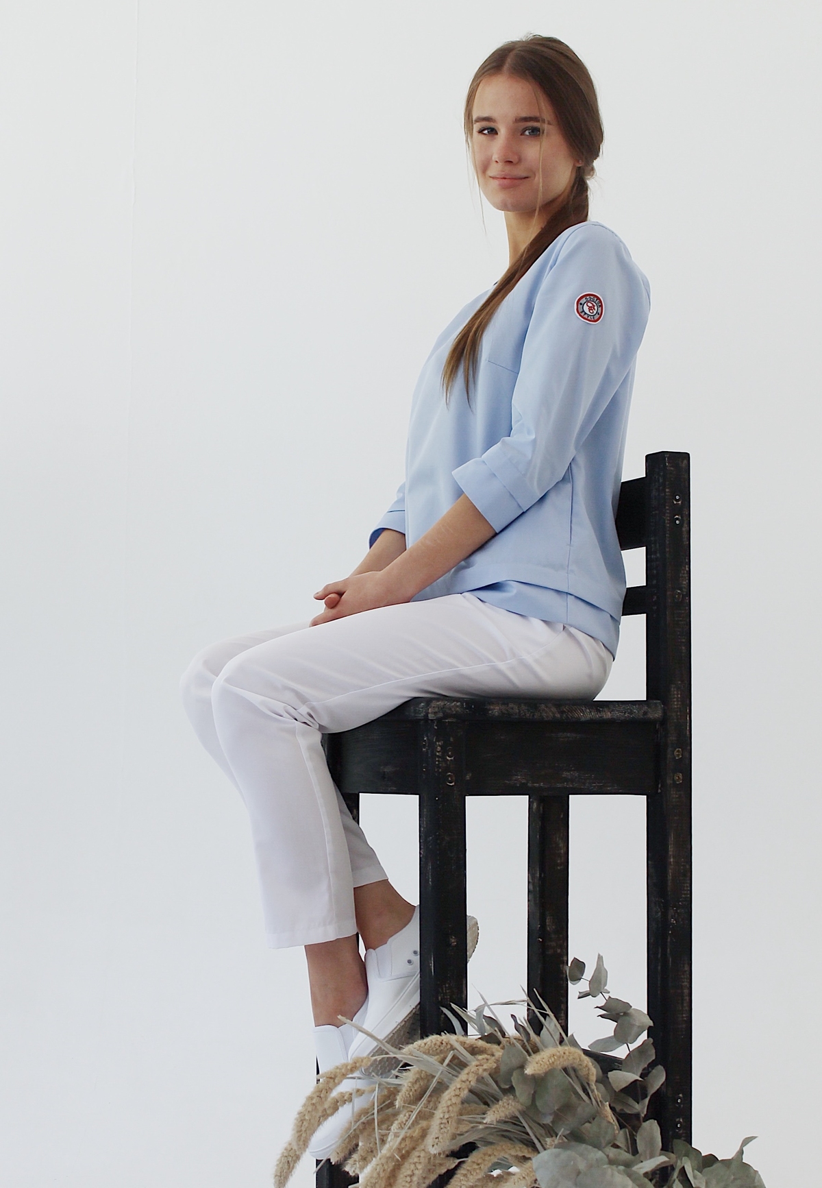 Блуза «Лодочка», голубой