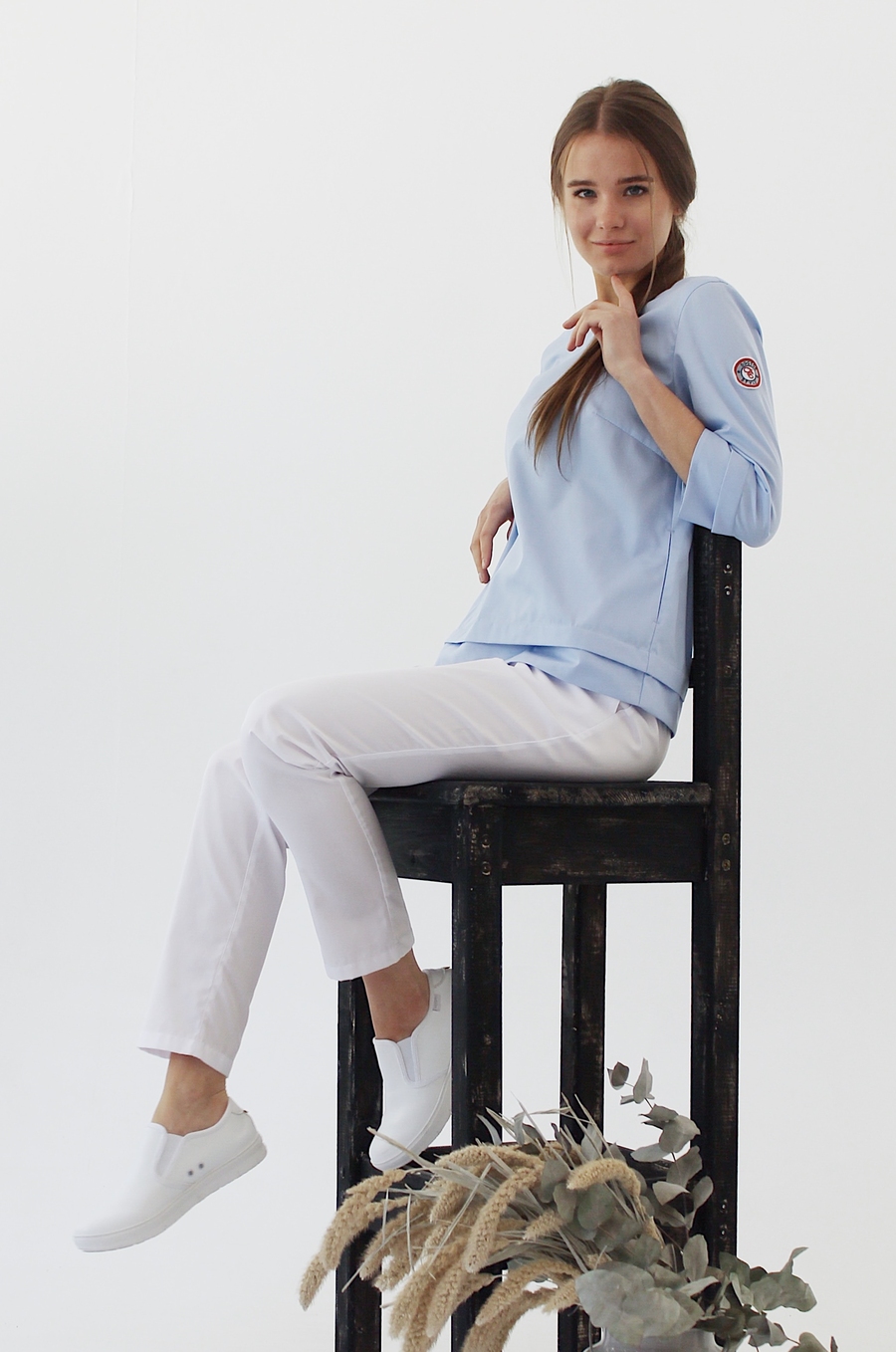 Блуза «Лодочка», голубой